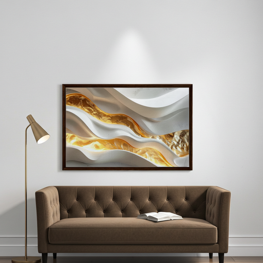 Golden Fluidity - ELEGANT 3D Sculptural Wall Art