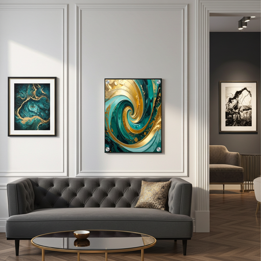 Gold & Teal Abstract Swirl | Artflex Canvas