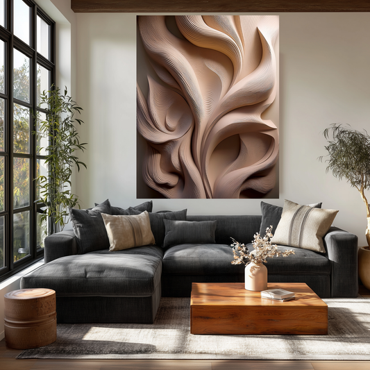 Minimalist Neutral Plaster Texture Wall Art - Wabi-Sabi Office Decor