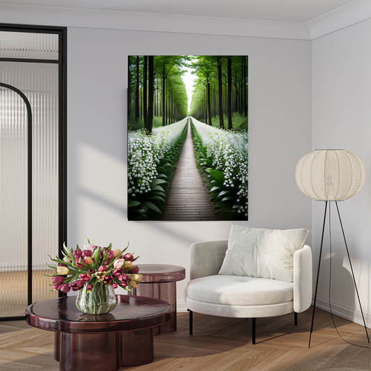 Lily of the Valley Path | Minimalist Spring Canvas