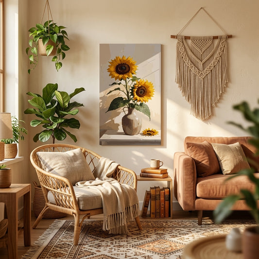 Wall art- Minimalist Sunflower in Vase Wall Art- Modern Floral Print