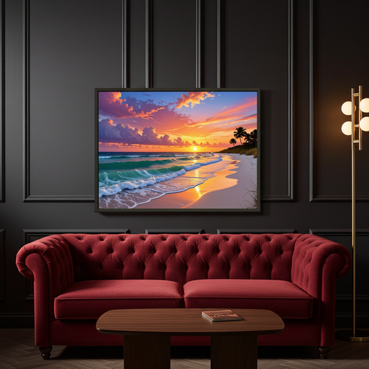 Beautiful Sunset Seascape - Tropical Beach Wall Art by Artflex Canvas