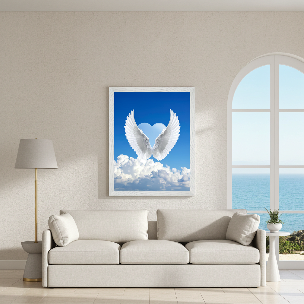 Seraphic Heart & Angel Wings Canvas Art