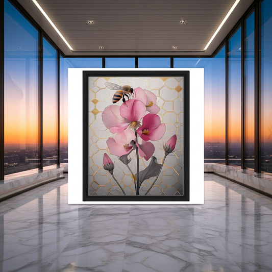 Honeybee & Sweet Pea | Modern Botanical Canvas
