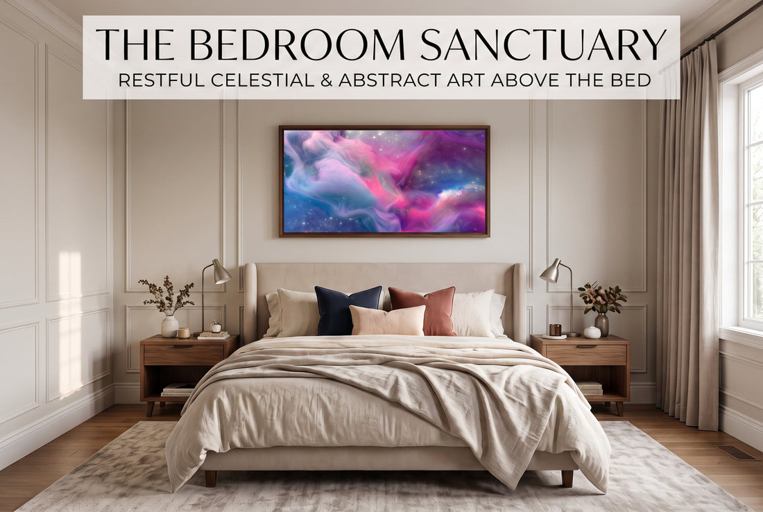 The Bedroom Sanctuary: Choosing Restful Celestial & Abstract Art for Above the Bed