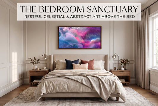 The Bedroom Sanctuary: Choosing Restful Celestial & Abstract Art for Above the Bed