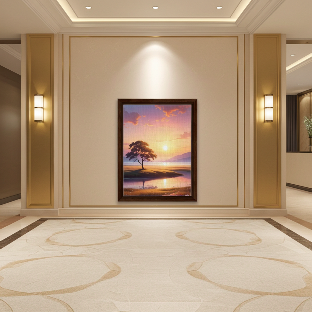 Serene Sunset Solitude - Lone Tree Landscape Wall Art
