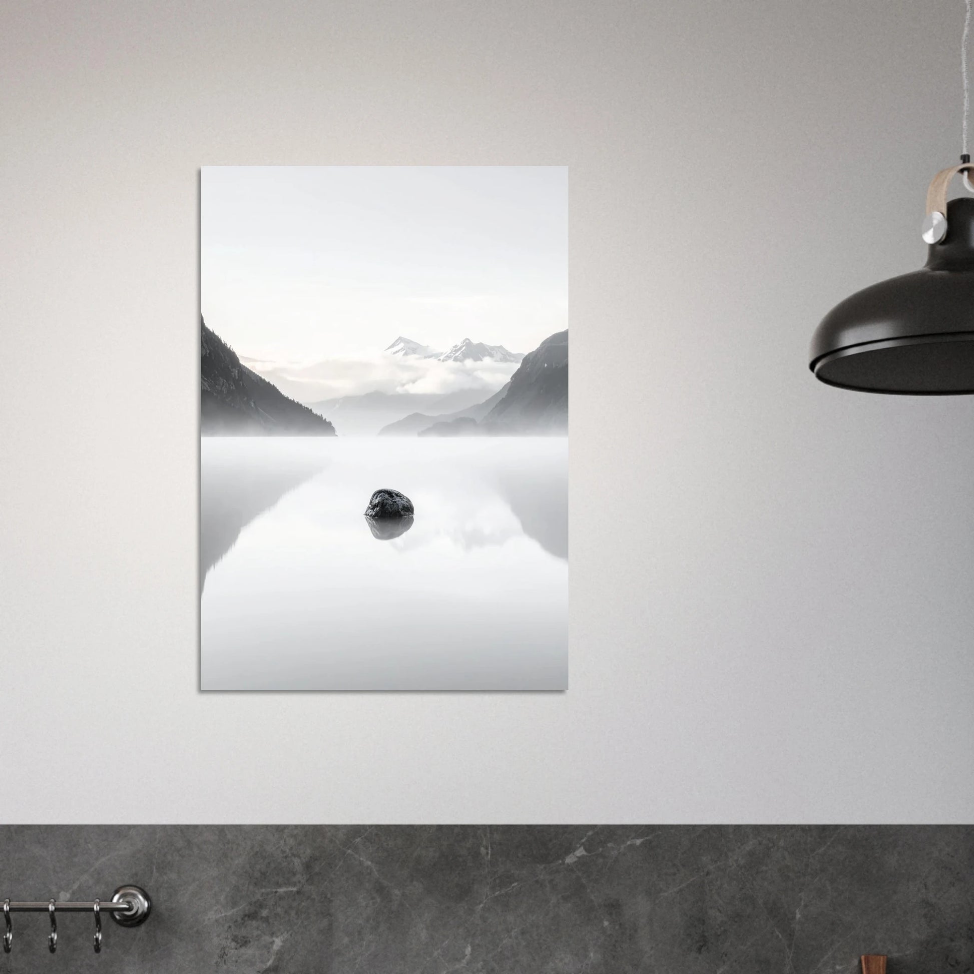 Simple and calming minimalist abstract art featuring balanced geometric shapes and clean lines.