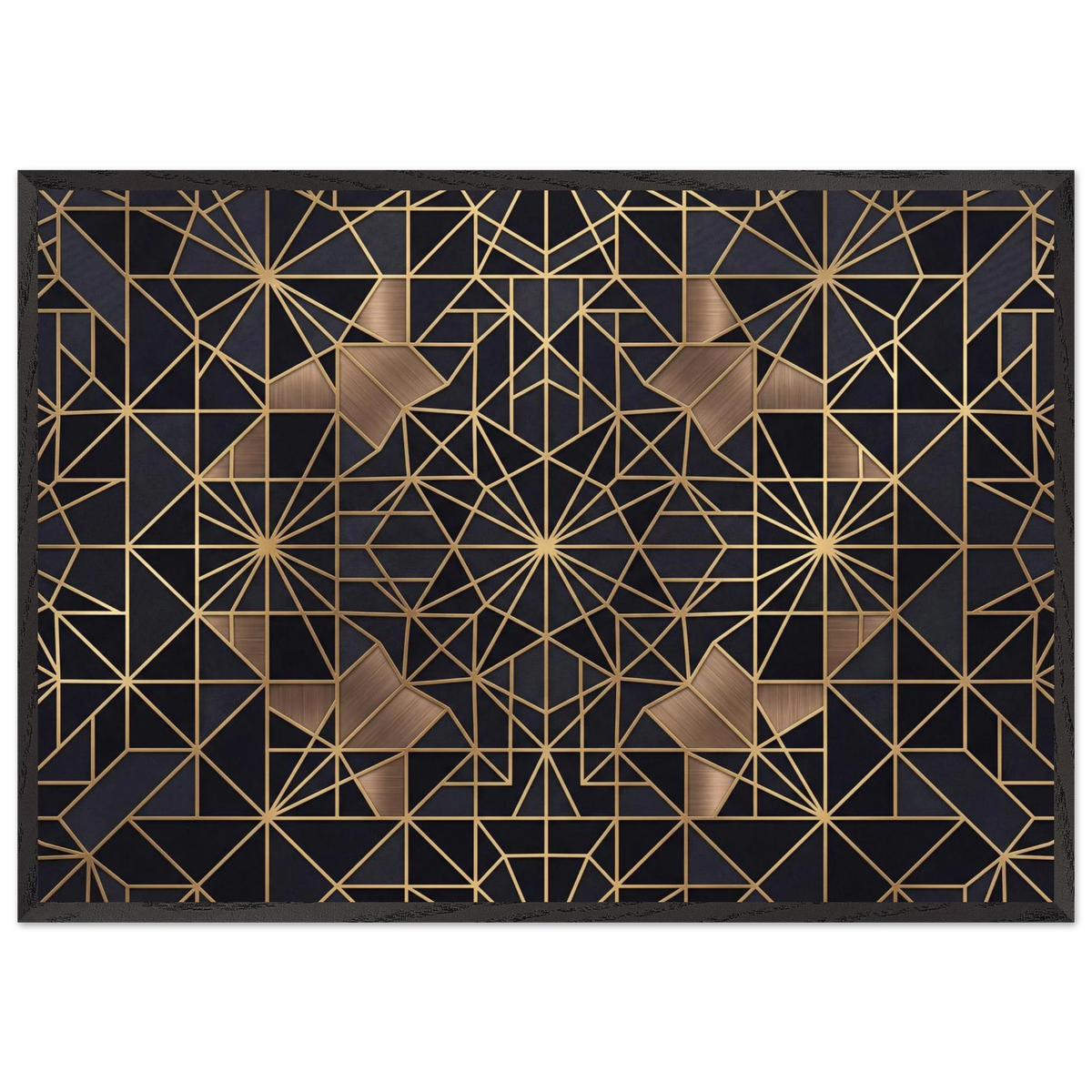 The Obsidian Art Deco geometric wooden framed poster in black frame