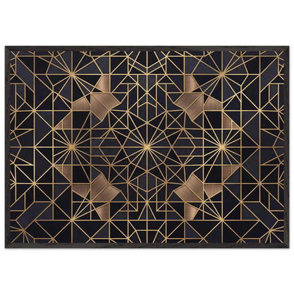 The Obsidian Art Deco geometric wooden framed poster in black frame