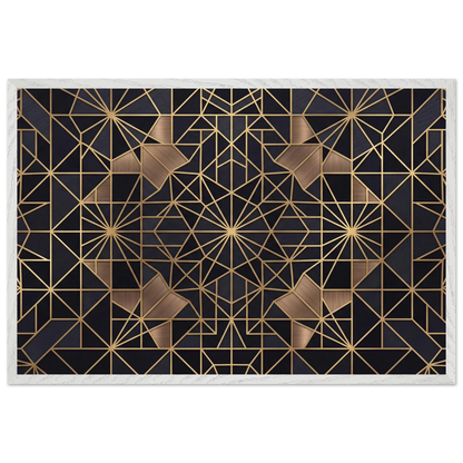The Obsidian Art Deco geometric wooden framed poster in white frame