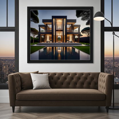 Geometric Opulence Modern Architecture Art - Luxury Minimalist Mansion