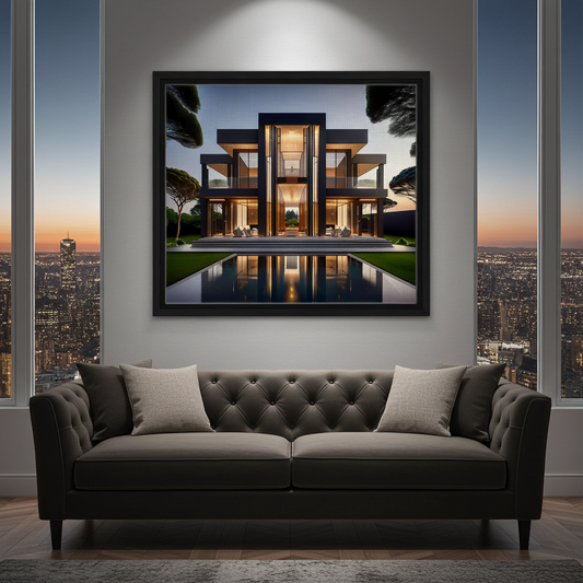 Geometric Opulence Modern Architecture Art - Luxury Minimalist Mansion