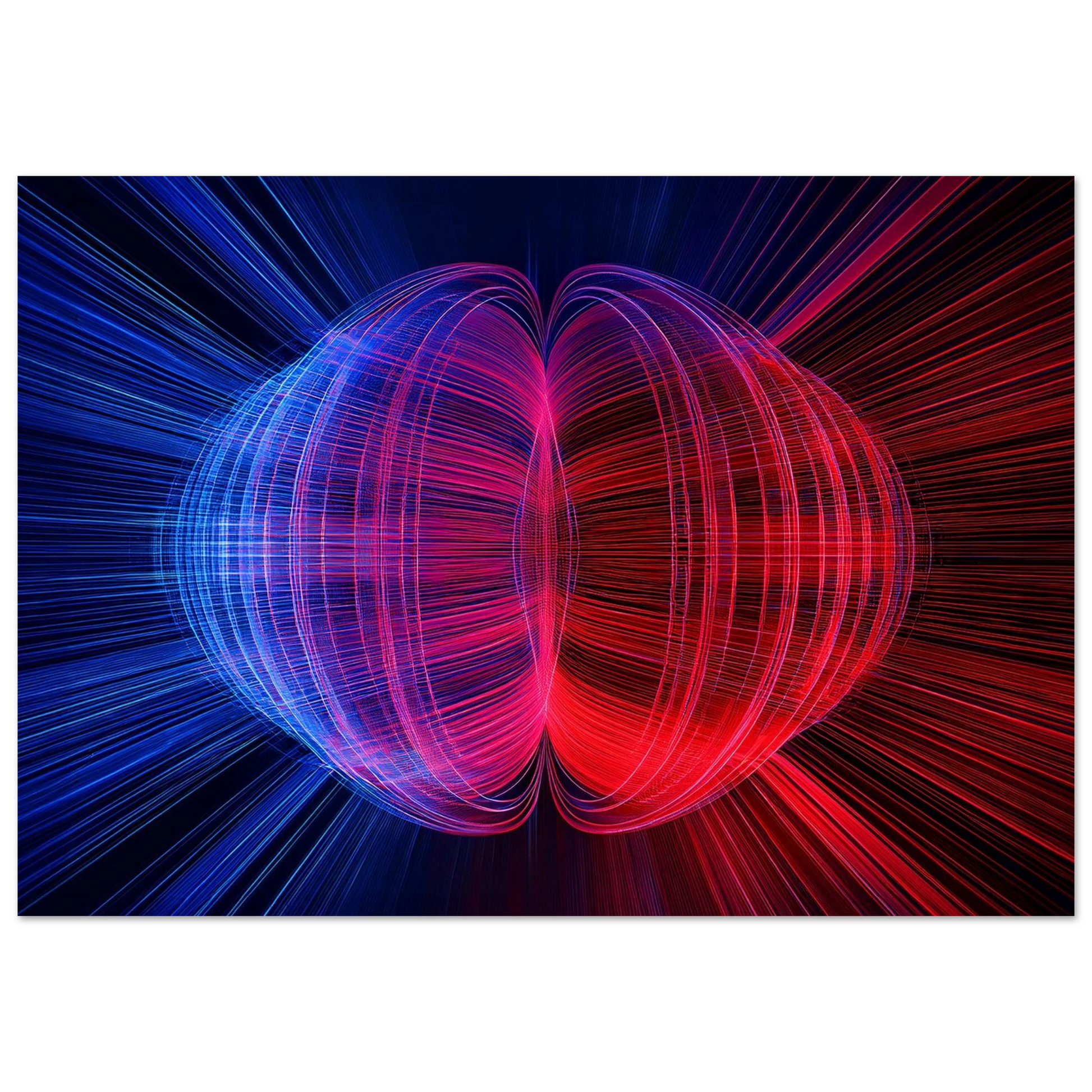 Square abstract canvas with geometric, overlapping transparent shapes in primary red, blue, and yellow.
