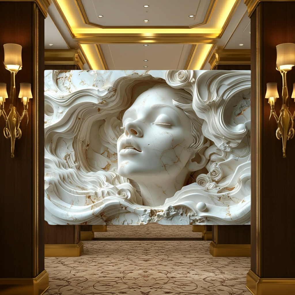 Layered Plaster 3D Face Sculpture Art - Modern Abstract Wall Decor