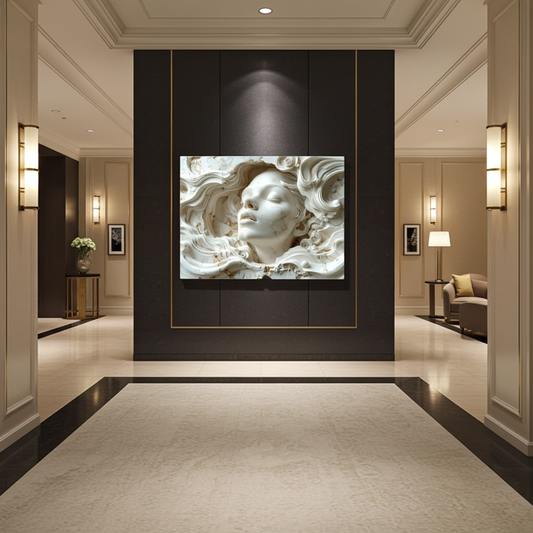Layered Plaster 3D Face Sculpture Art - Modern Abstract Wall Decor