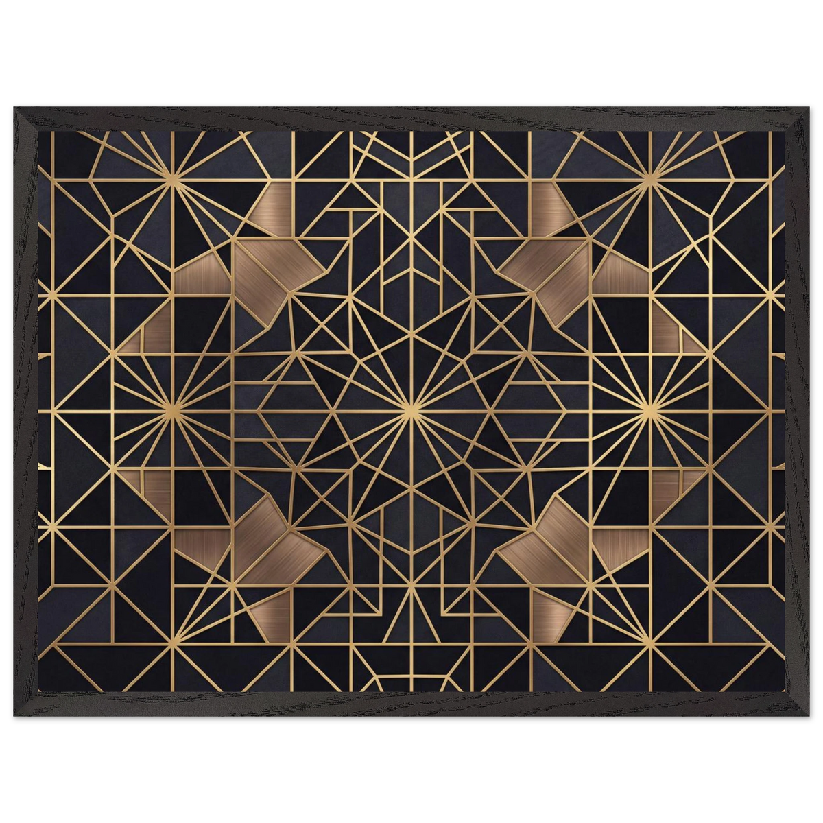 The Obsidian Art Deco geometric wooden framed poster in black frame