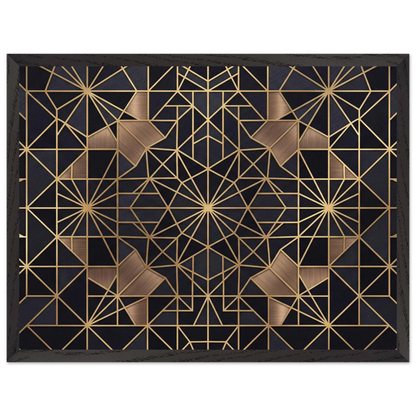 The Obsidian Art Deco geometric wooden framed poster in black frame