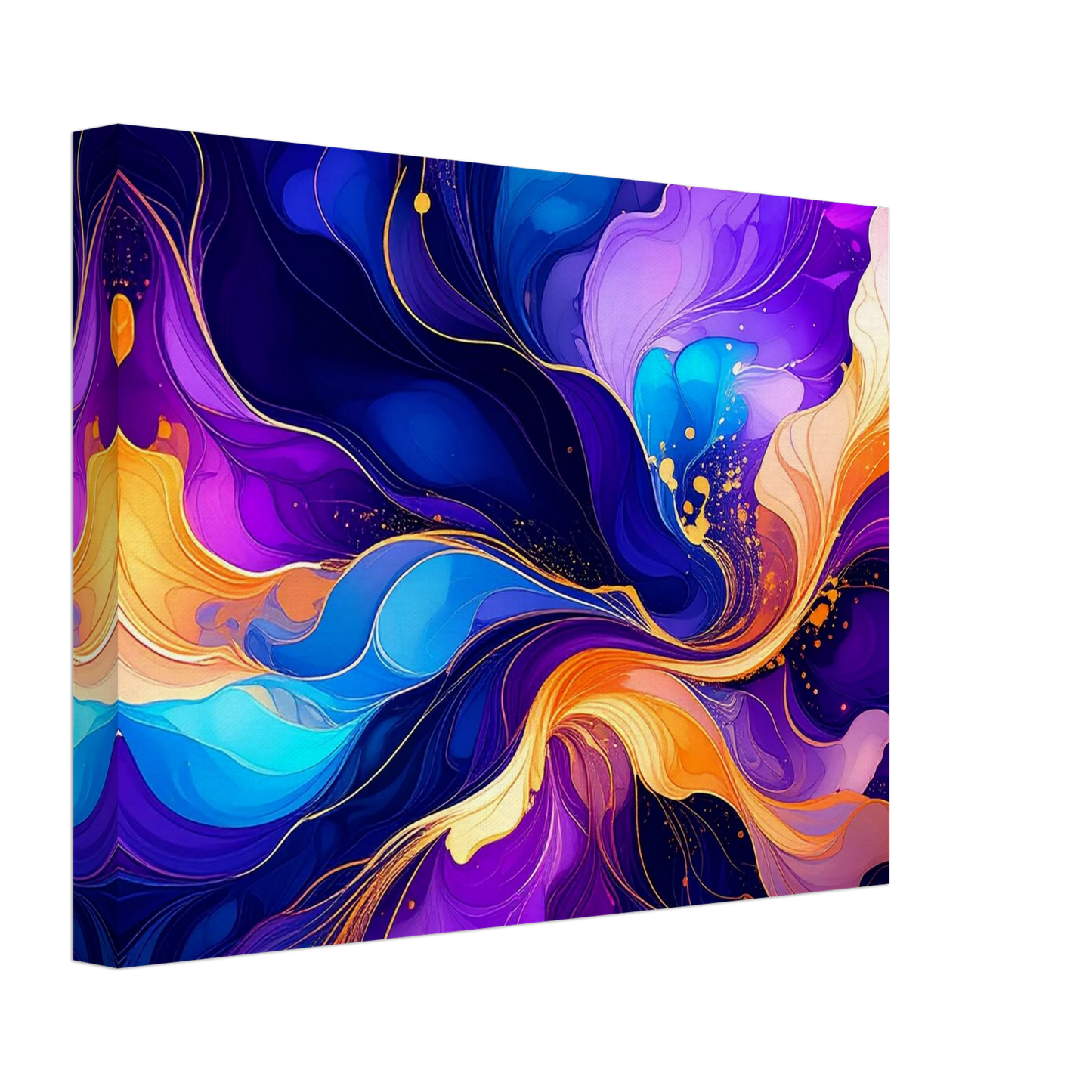 Abstract canvas print,  royal blue, purple, orange