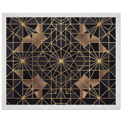 The Obsidian Art Deco geometric wooden framed poster in white frame