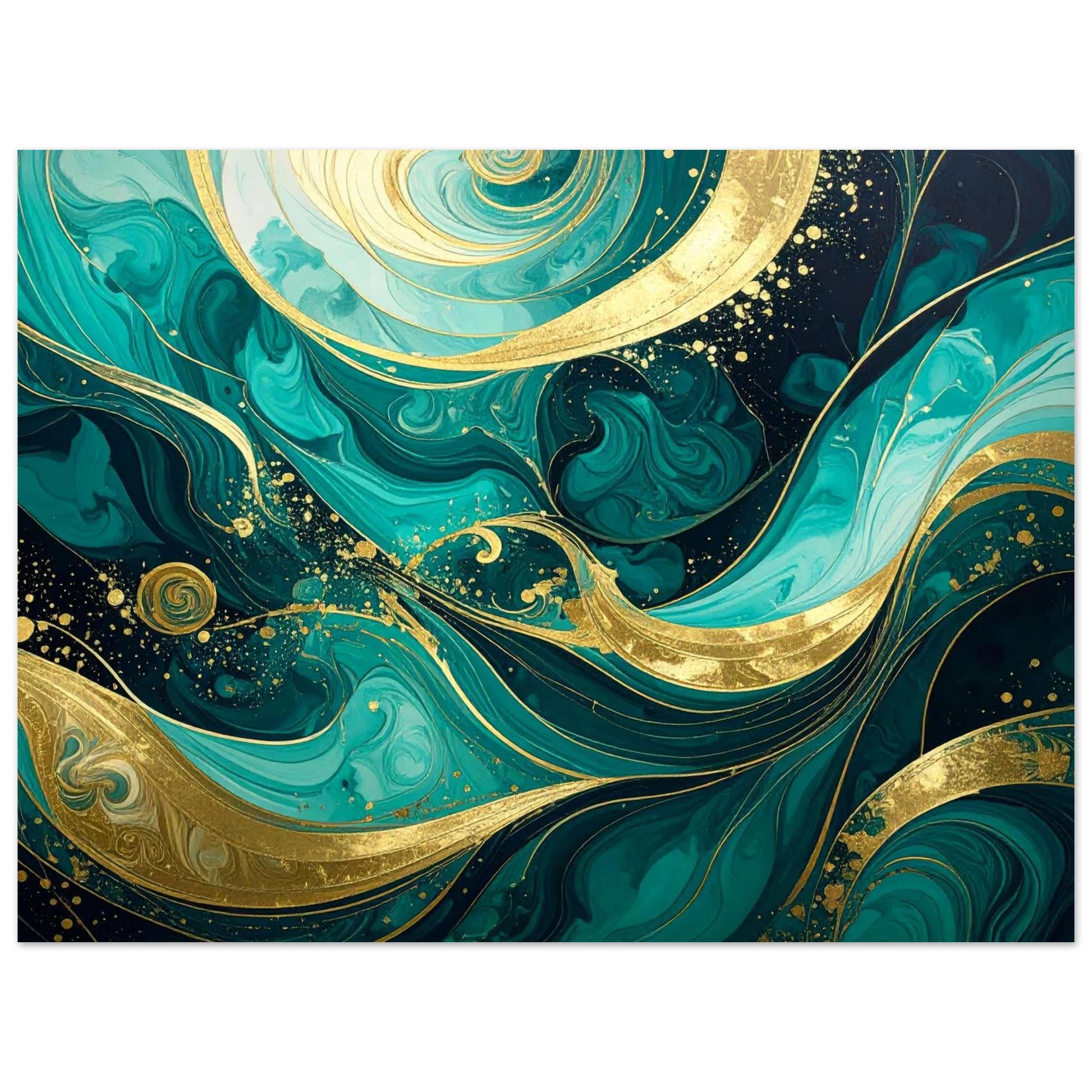 Abstract design with teal, gold, and black colors