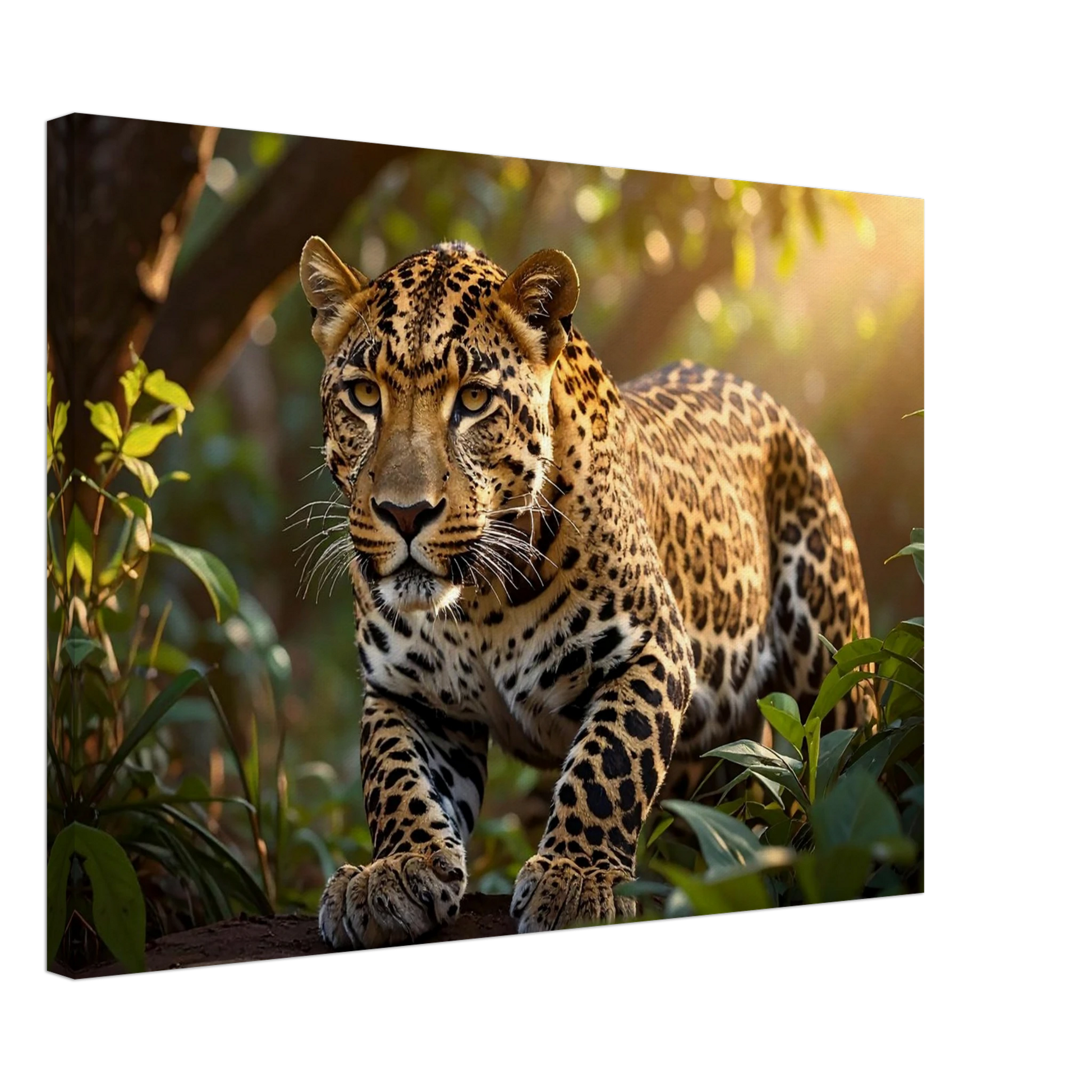 Leopard walking through foliage with a natural background
