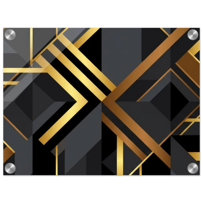 Art Deco Diagonal Geometric Acrylic Print Wall Art with Silver Corner Standoff Mounts