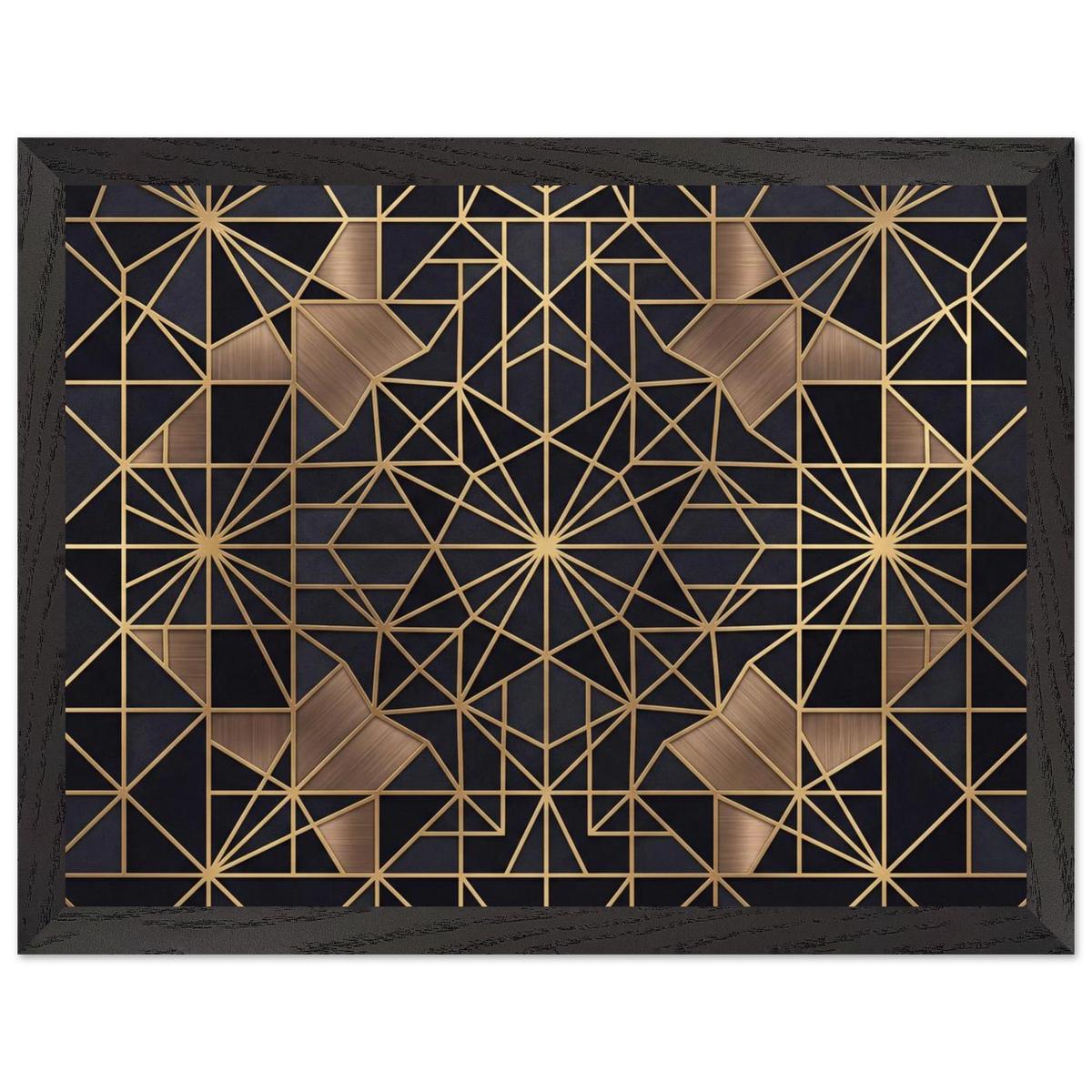 The Obsidian Art Deco geometric wooden framed poster in black frame