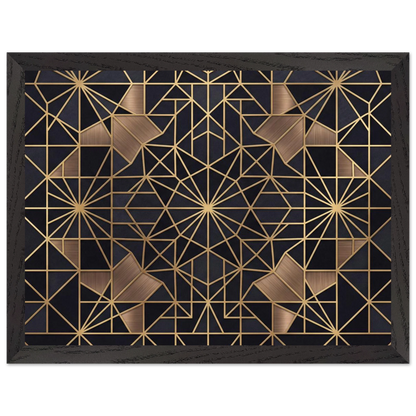 The Obsidian Art Deco geometric wooden framed poster in black frame