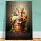 Whimsical Easter Bunny Floral Basket Art