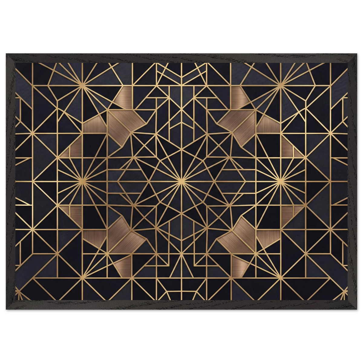 The Obsidian Art Deco geometric wooden framed poster in black frame