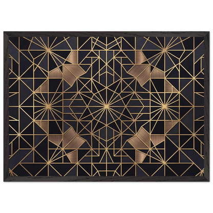 The Obsidian Art Deco geometric wooden framed poster in black frame