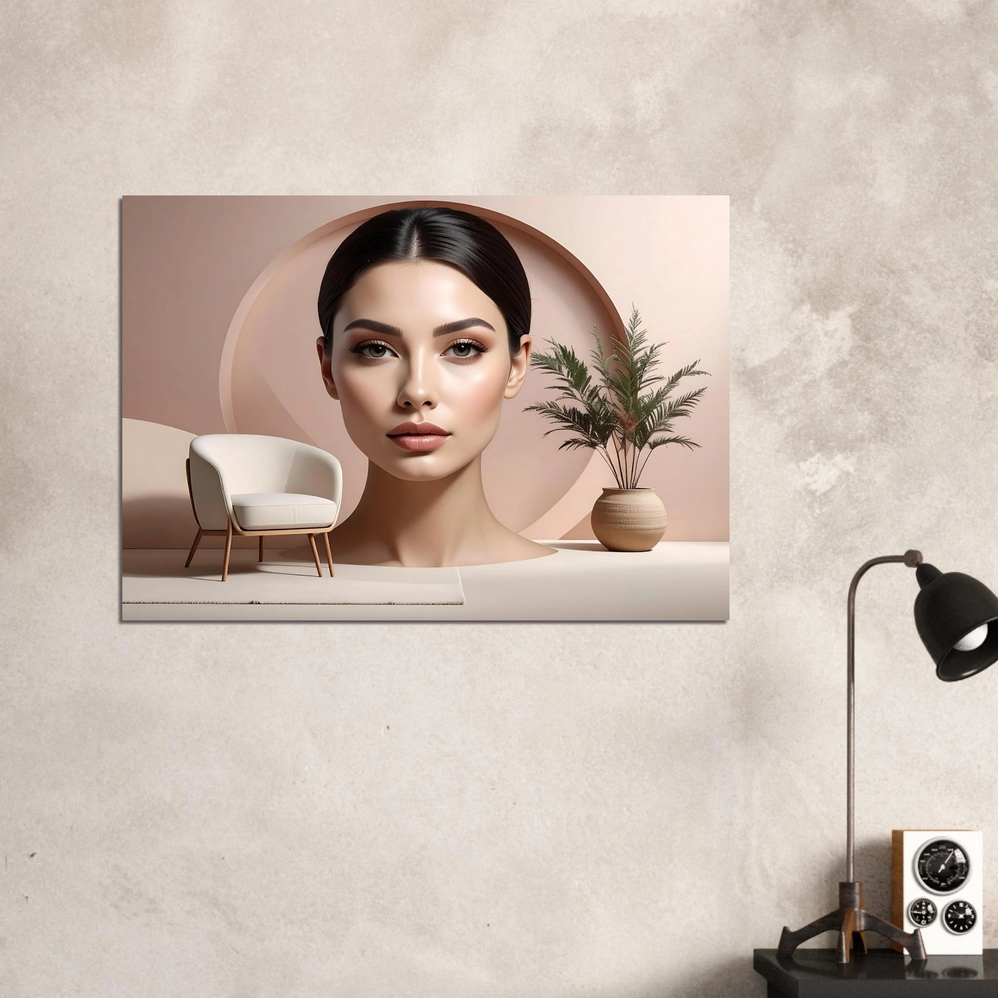 Sophisticated minimalist  abstract art with soft neutral tones and flowing lines, designed for elegant home decor.