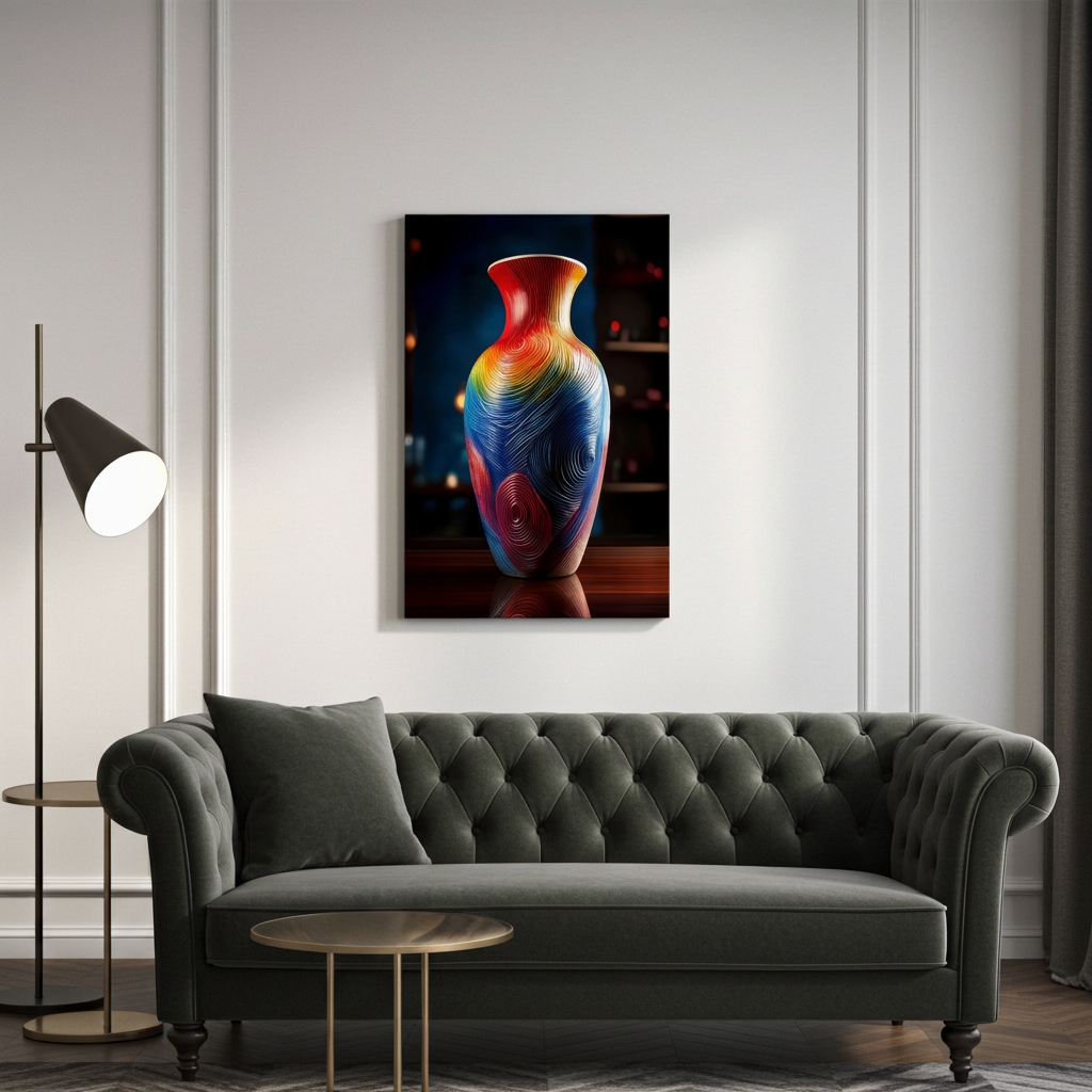 Handcrafted 3D Sculptural Ceramic Vase Art - Rainbow Modern Decor
