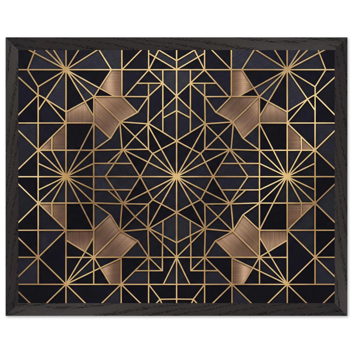 The Obsidian Art Deco geometric wooden framed poster in black frame