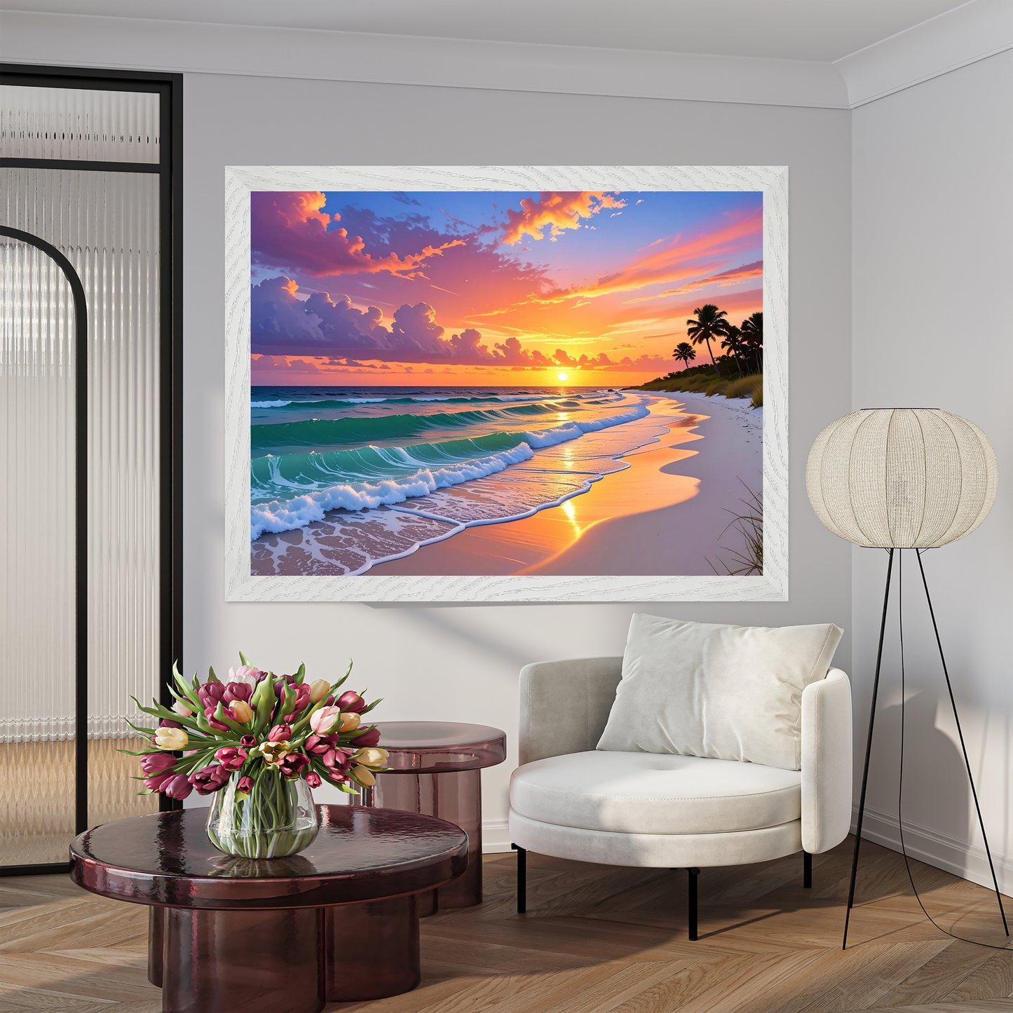 Beautiful Sunset Seascape - Tropical Beach Wall Art by Artflex Canvas
