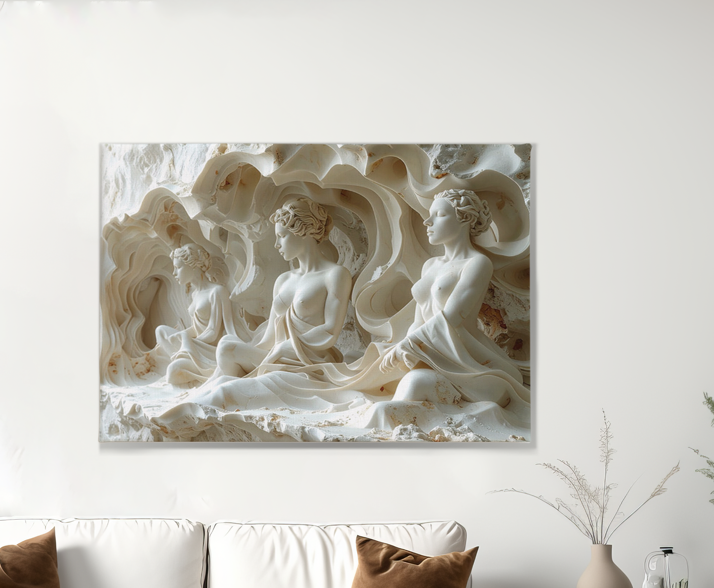 3D Sculptural Illusion Canvas Print – Carved Stone Design, Custom Sizes Available