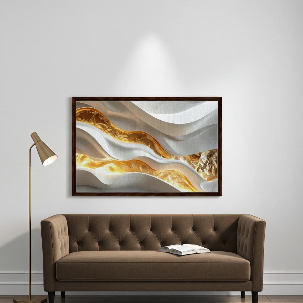 Golden Fluidity - ELEGANT 3D Sculptural Wall Art
