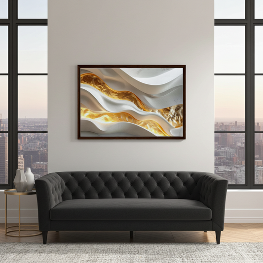 Golden Fluidity - ELEGANT 3D Sculptural Wall Art