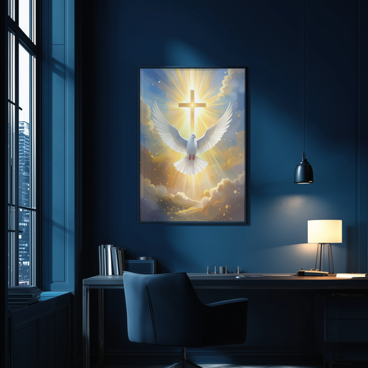 Celestial White Dove of Peace Art