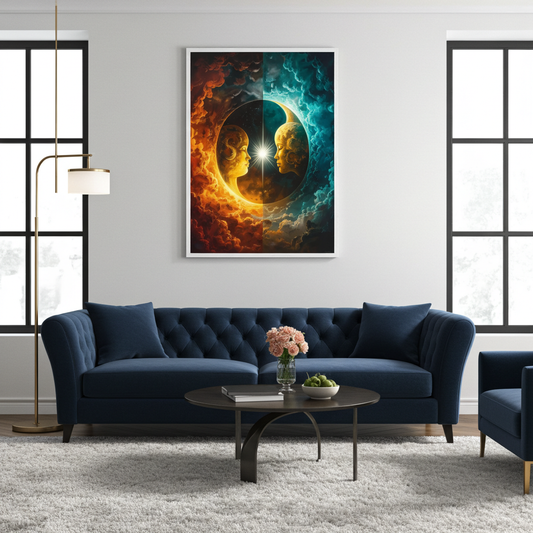 Divine Union" Celestial Faces Surrealist Art