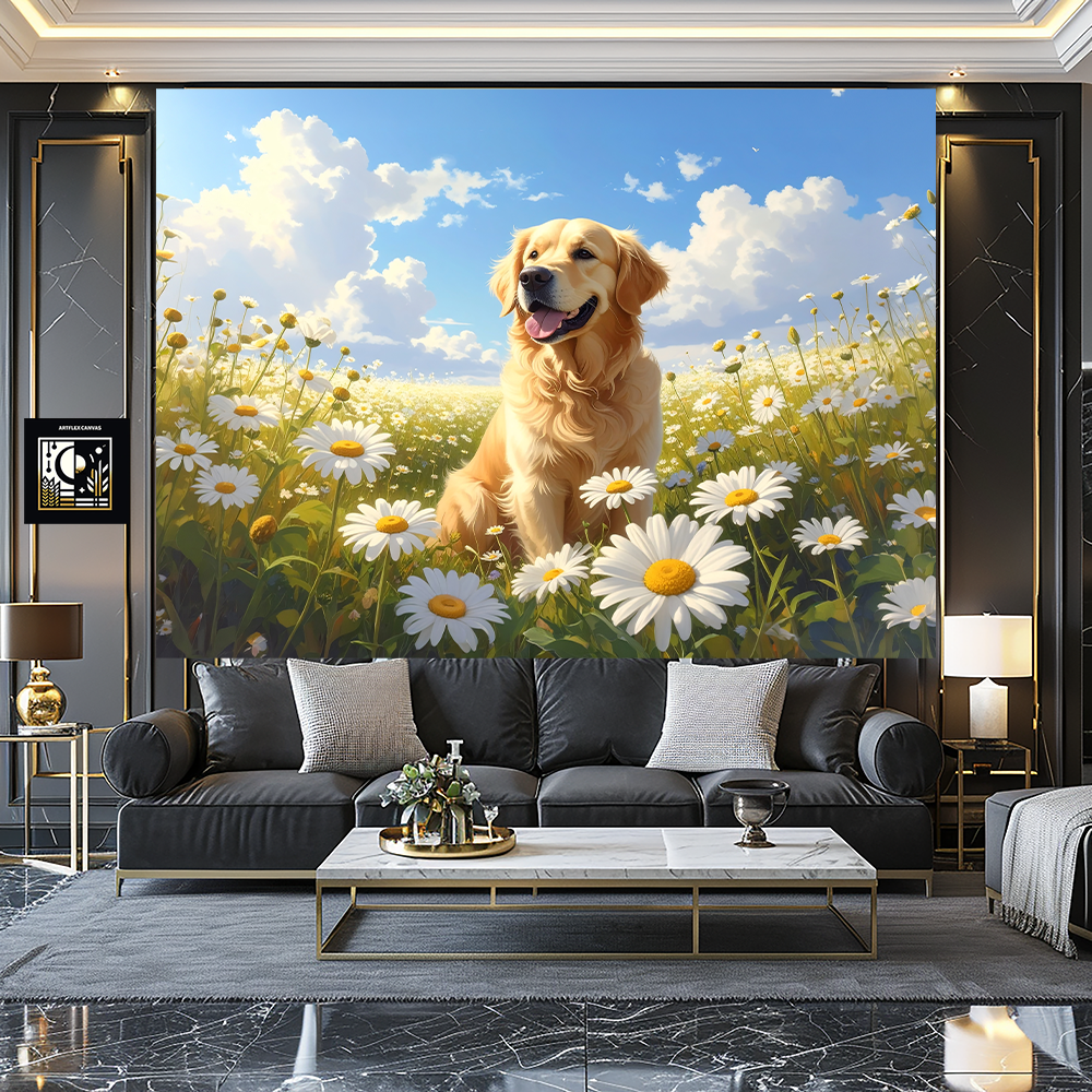 The Golden Lab in Daisies | Joyful Spring Pet Art