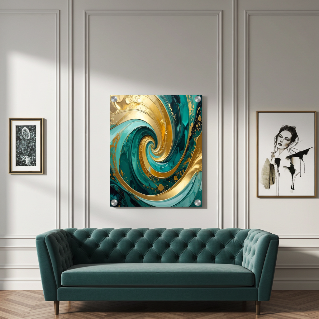 Gold & Teal Abstract Swirl | Artflex Canvas