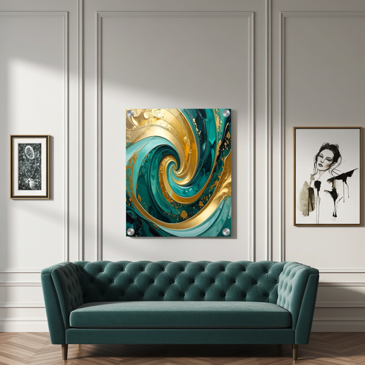 Gold & Teal Abstract Swirl | Artflex Canvas