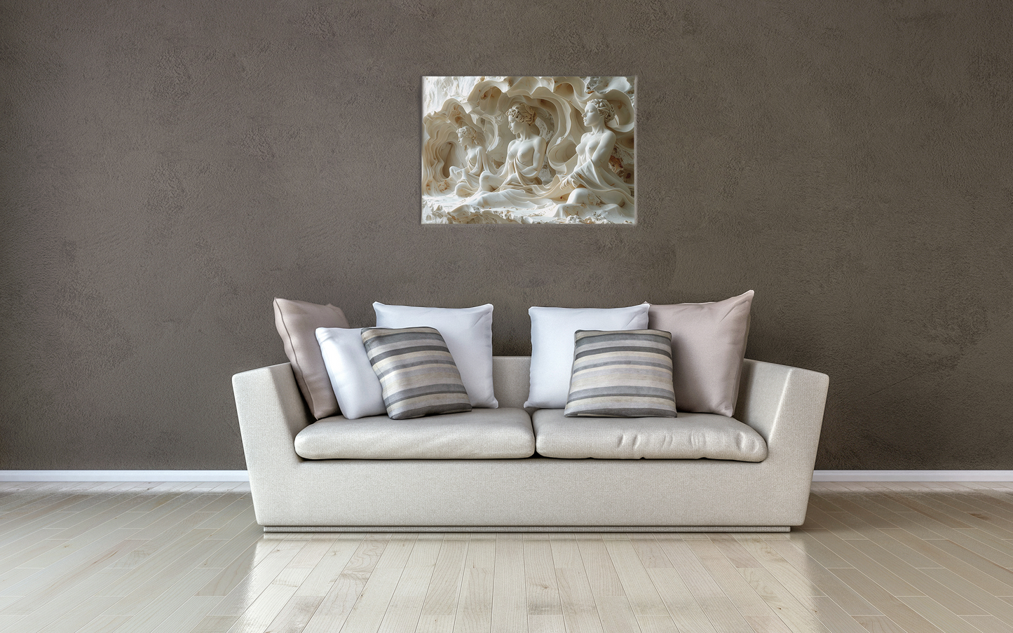 3D Sculptural Illusion Canvas Print – Carved Stone Design, Custom Sizes Available