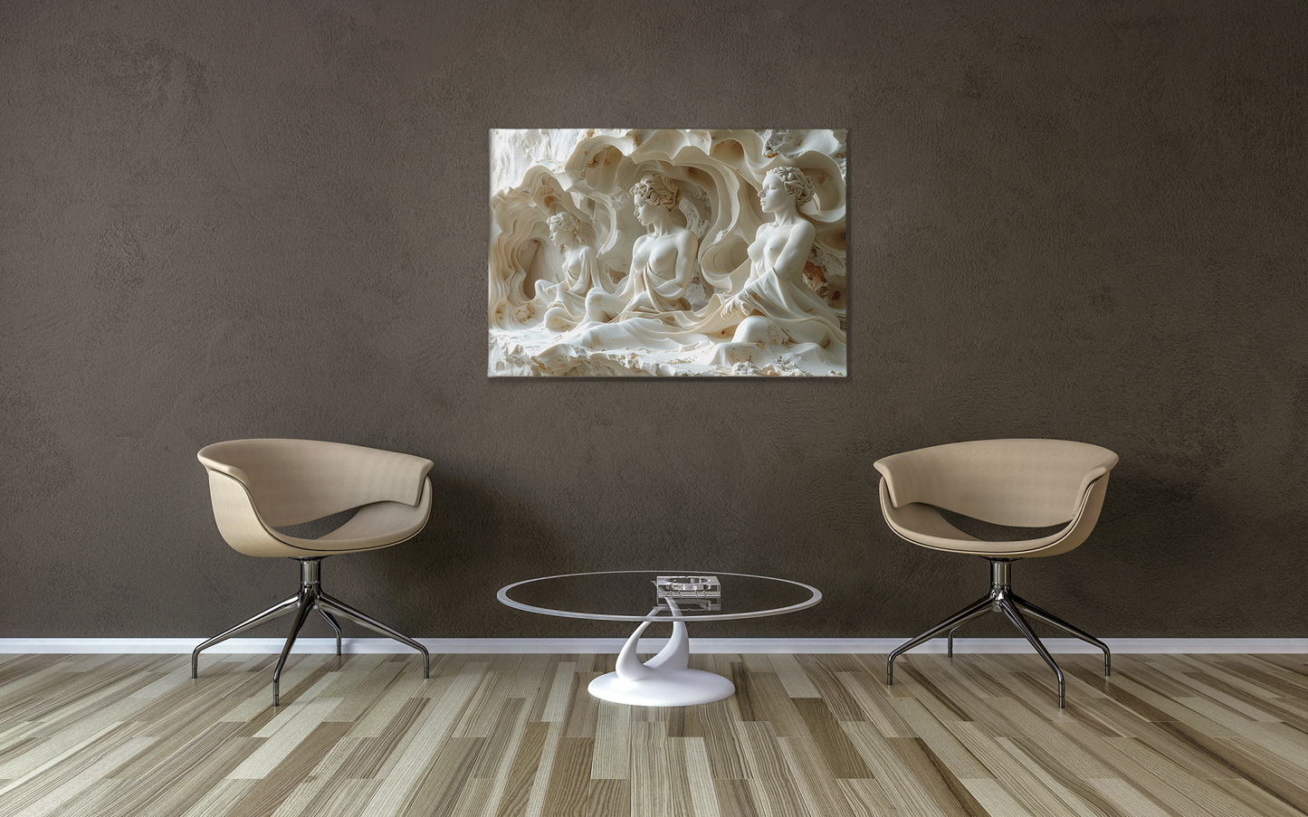 3D Sculptural Illusion Canvas Print – Carved Stone Design, Custom Sizes Available