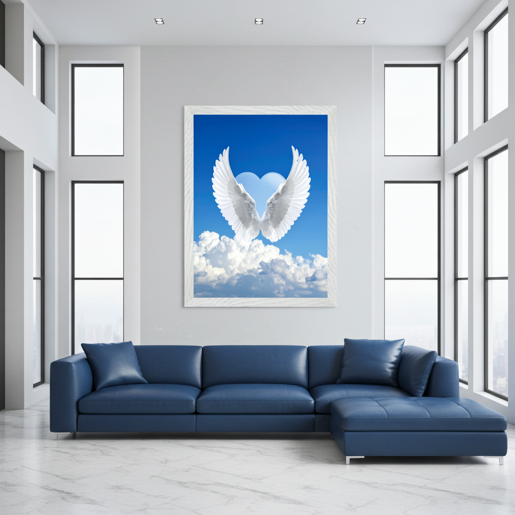 Seraphic Heart & Angel Wings Canvas Art