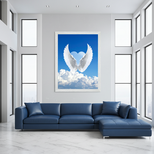 Seraphic Heart & Angel Wings Canvas Art