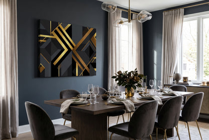 Art Deco Diagonal Geometric Canvas Wall Art - Modern Heritage