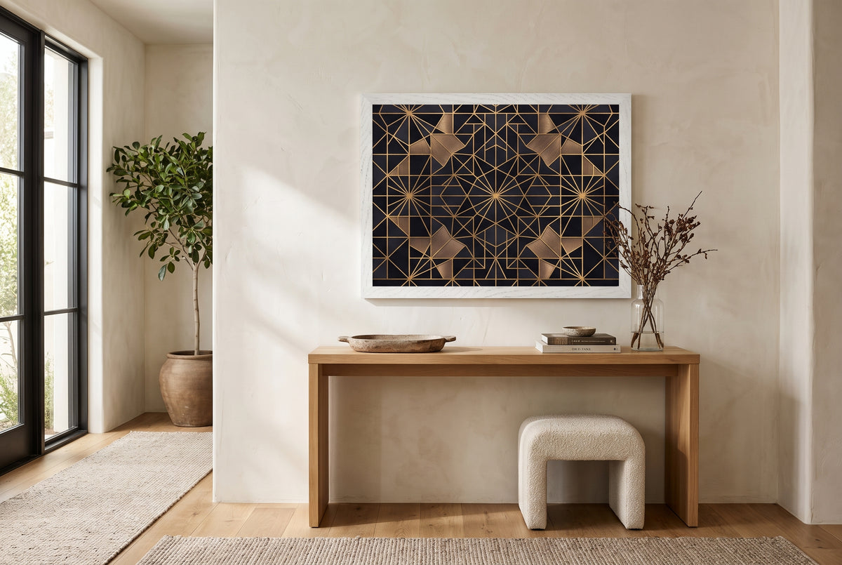 The Obsidian Lattice Luxury Art Print - Premium Wooden Framed Poster